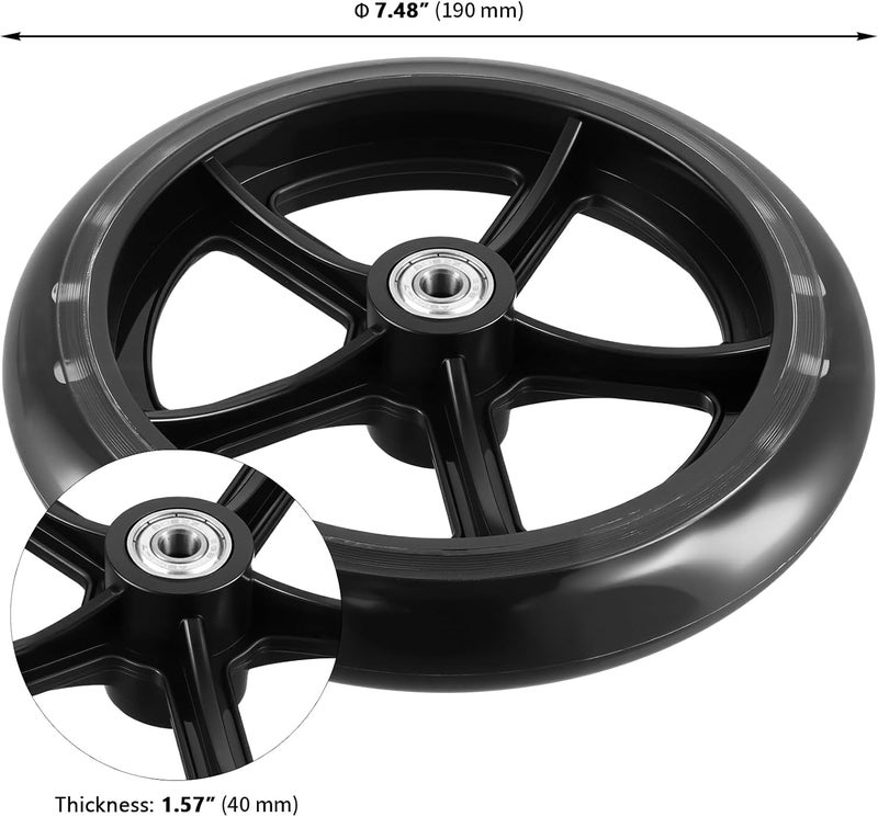 GINLANK 2 Sets 7.5 Inch Anti-Slip Wheelchair Front Wheels Replacement, Universal Rubber Casters for Wheelchair - Image 2
